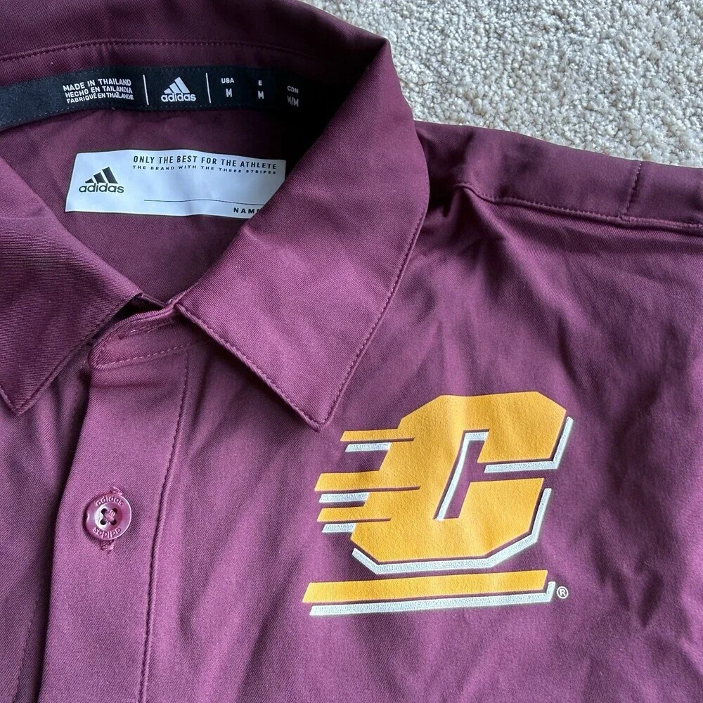 Adidas Central Michigan Chippewas Button Up Shirt Mens M NCAA Team Issue Maroon